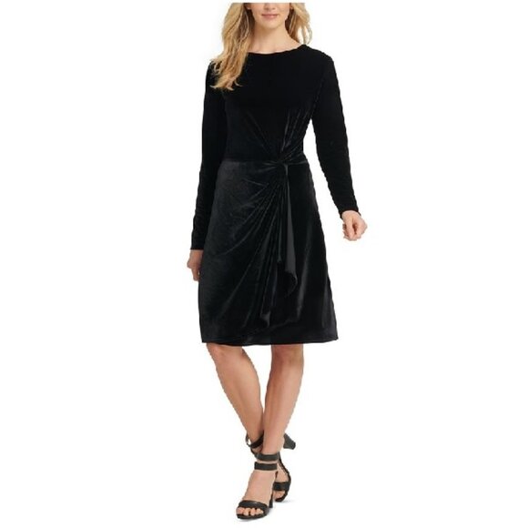 Dkny Faux-Wrap Velvet Dress - Picture 1 of 7